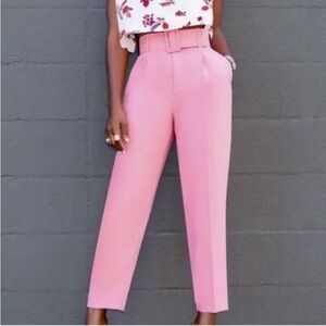 Pink high waisted belted Zara pants, worn once